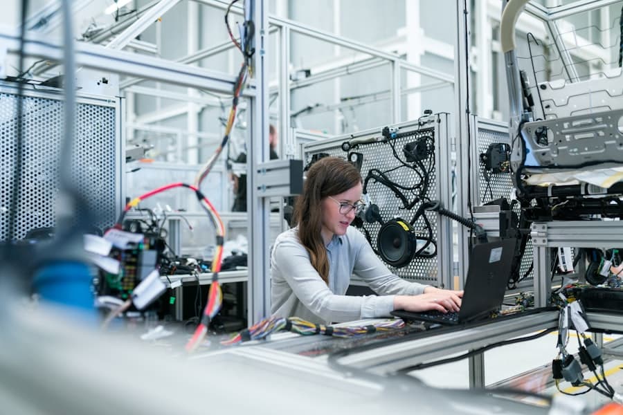 Engineer working at a technical workstation